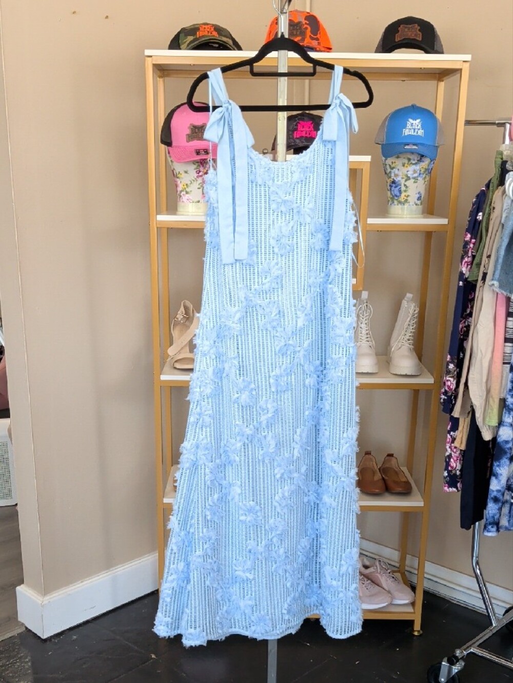 En Saison Powder Blue Floral Textured Maxi Dress - Picture 3 of 4